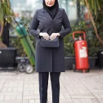 مانتو اداری چهارخونه پرنس چهار دکمه یقه انگلیسی آستردار