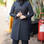 مانتو اداری چهارخونه پرنس یقه هفت - نوک مدادی